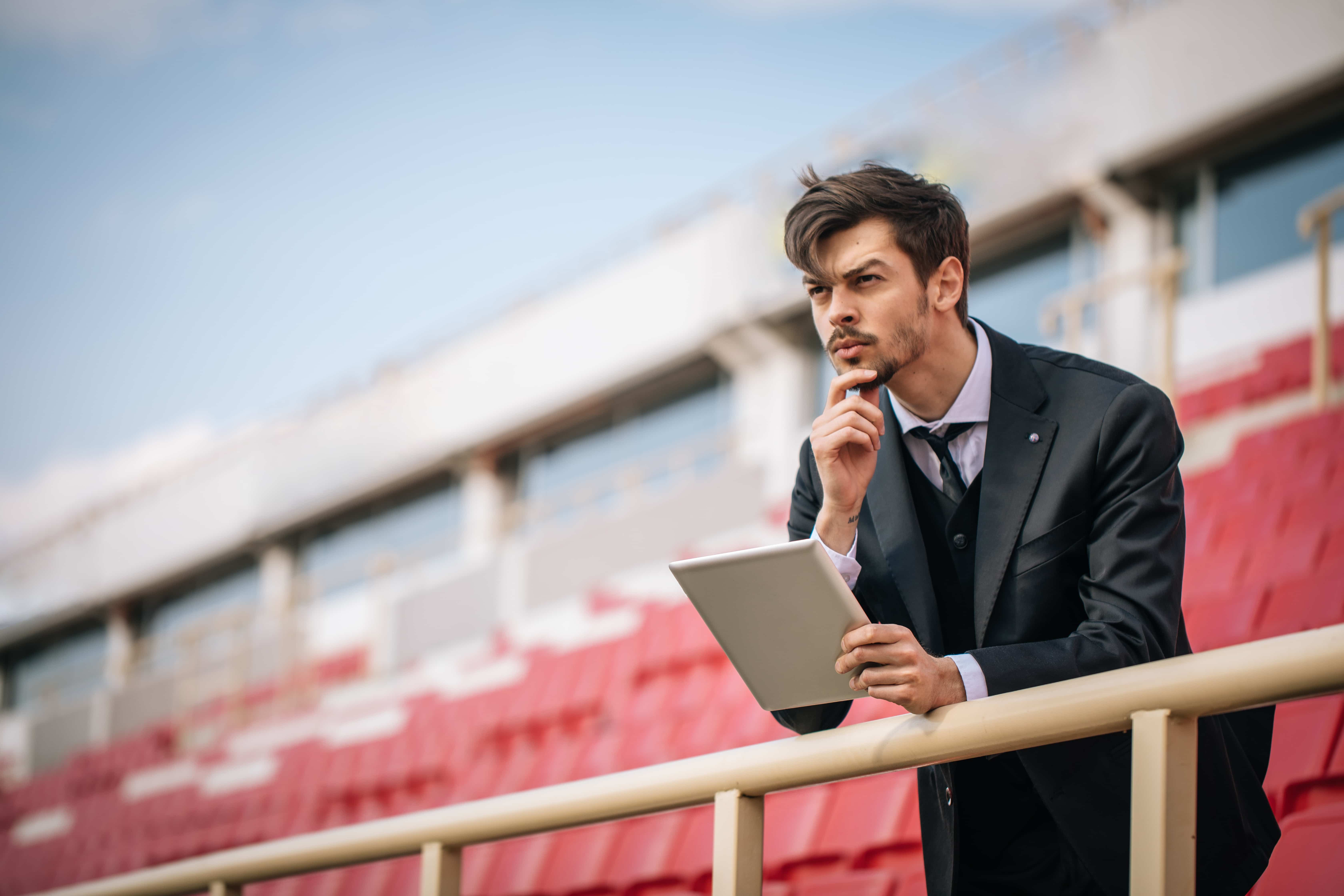 man assessing his content marketing strategies